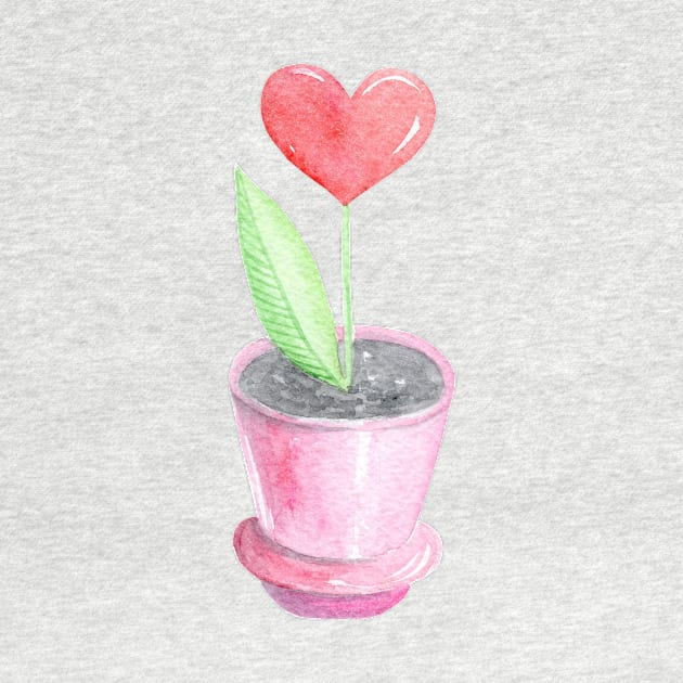 Heart plant in pink pot by DreamLoudArt